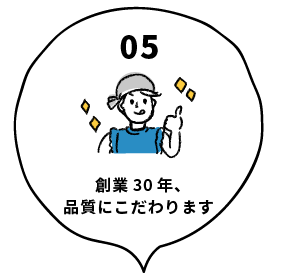 創業30年、品質にこだわります